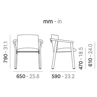 Pedrali Lamorisse Wood 3686 ash chair with removable cushion