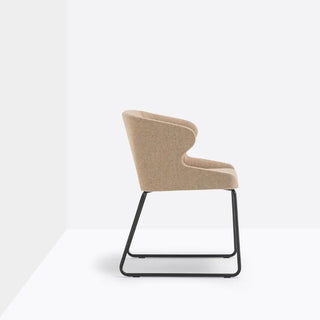 Pedrali Leila 682 upholstered armchair with steel sled base