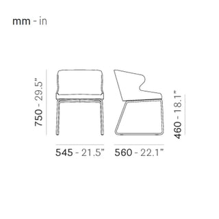 Pedrali Leila 682 upholstered armchair with steel sled base
