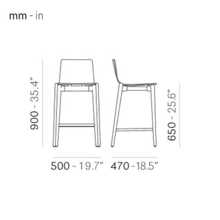 Pedrali Malmo ash stool with steel footrest