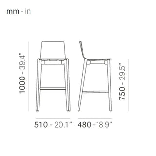 Pedrali Malmo ash stool with steel footrest