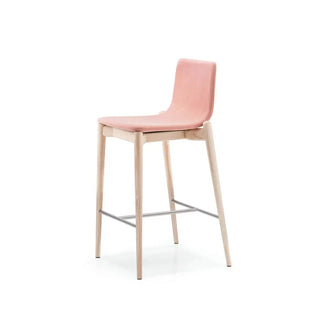 Pedrali Malmo upholstered stool with ash frame and steel footrest