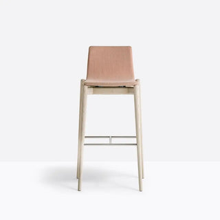 Pedrali Malmo upholstered stool with ash frame and steel footrest