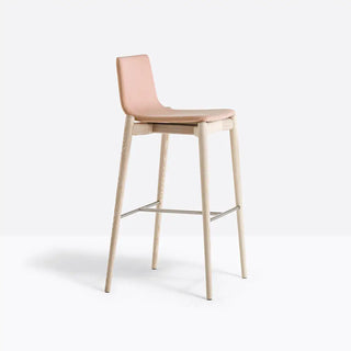 Pedrali Malmo upholstered stool with ash frame and steel footrest