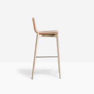 Pedrali Malmo upholstered stool with ash frame and steel footrest