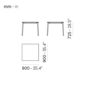Pedrali Malmö TMLF table with ash legs and solid laminate top