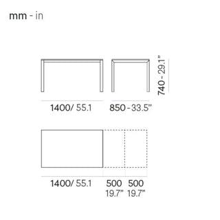 Pedrali More TMO extensible table with steel frame and melamine top