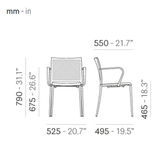 Pedrali Mya 706/2 chair with armrests and backrest in textilene - Buy now on ShopDecor - Discover the best products by PEDRALI design