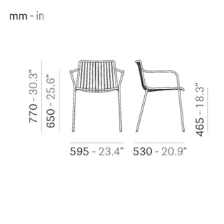Pedrali Nolita 3655 steel armchair with low backrest