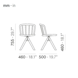 Pedrali Nym 2840 ash chair with swivel base