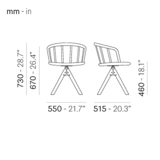 Pedrali Nym 2845 ash armchair with swivel base