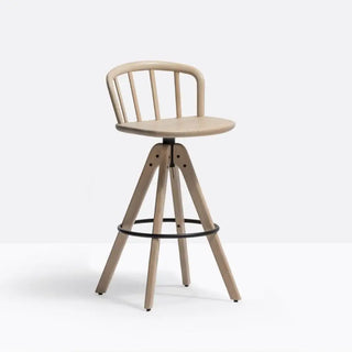 Pedrali Nym 2849 ash stool trestle-style with swivel base