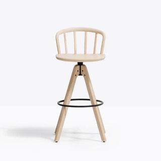 Pedrali Nym 2849 ash stool trestle-style with swivel base