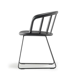 Pedrali Nym 2855 ash armchair with steel sled base