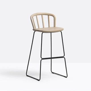 Pedrali Nym 2859 ash stool with steel sled base