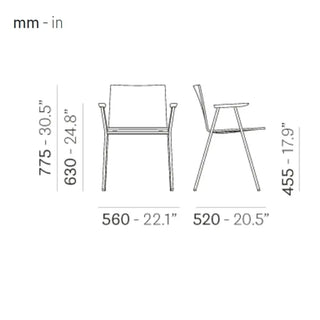 Pedrali Osaka Metal 5712 ash armchair with steel legs