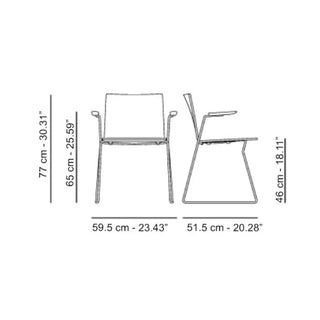 Pedrali Osaka Metal 5715 ash armchair with steel sled base
