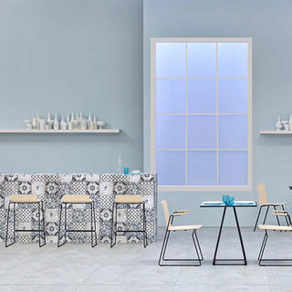 Pedrali Osaka Metal ash stool with steel sled base