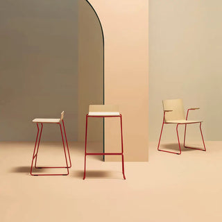 Pedrali Osaka Metal ash stool with steel sled base