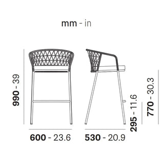 Pedrali Panarea stool with removable cushion