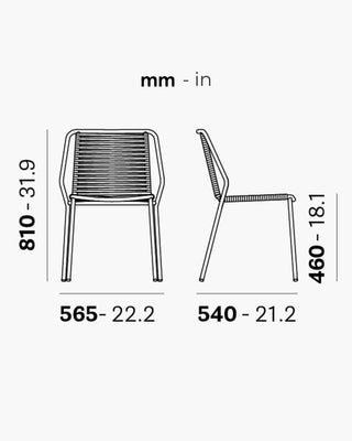 Pedrali Philía 3900 metal chair with seat and backrest wrapped in PVC cord
