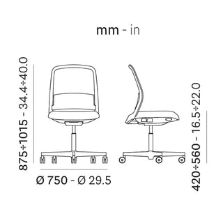 Pedrali Polar 3770 padded swivel chair with mesh backrest