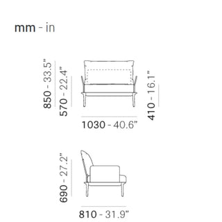 Pedrali Reva sofa/armchair with side pillows