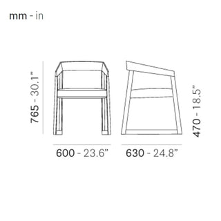 Pedrali Sign 455 oak armchair with upholstered seat