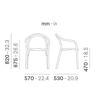 Pedrali Soul 3745 ash armchair with polycarbonate seat