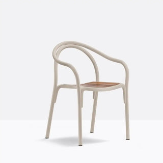 Pedrali Soul 3746 aluminium armchair with wood seat OUTDOOR