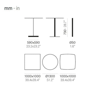 Pedrali Stylus 5410 table base with square base 59x59 cm. - 23.23x23.23 in.
