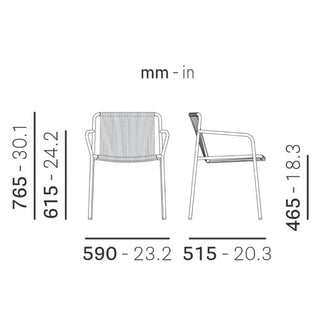 Pedrali Tribeca 3665 steel armchair with PVC profile