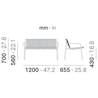 Pedrali Tribeca 3666 steel lounge sofa with PVC profile