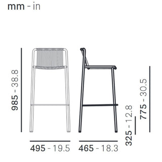 Pedrali Tribeca 3668 garden stool with seat H.77.5 cm. for outdoor use - Buy now on ShopDecor - Discover the best products by PEDRALI design