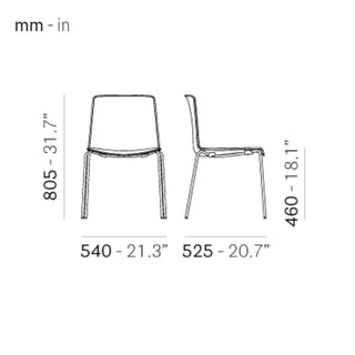 Pedrali Tweet 890 chair with polypropylene shell and steel legs