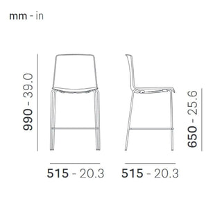 Pedrali Tweet stool with polypropylene shell and steel legs