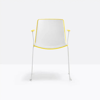 Pedrali Tweet 898 armchair with polypropylene shell and steel sled frame