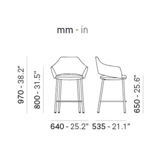 Pedrali Vic Metal upholstered lounge stool with steel legs