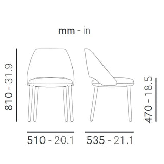 Pedrali Vic 655 upholstered chair with ash legs