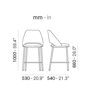 Pedrali Vic Metal upholstered stool with steel legs