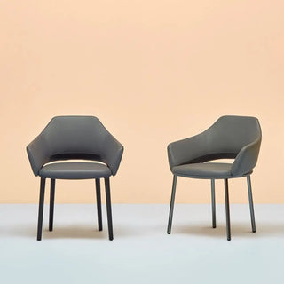 Pedrali Vic Metal 647 upholstered armchair with steel legs
