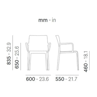 Pedrali Volt HB 674 polypropylene armchair with high backrest