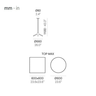 Pedrali Ypsilon 4794 H1070 high aluminium table base