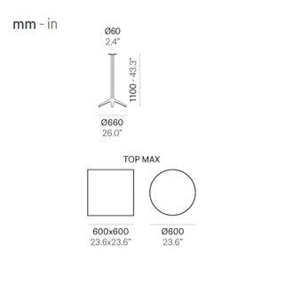 Pedrali Ypsilon 4794 table base anodized aluminium H.110 cm. - Buy now on ShopDecor - Discover the best products by PEDRALI design