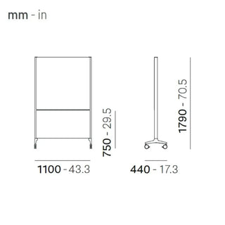 Pedrali Ypsilon Conntect YC L110 sound absorbing partition panel with castors