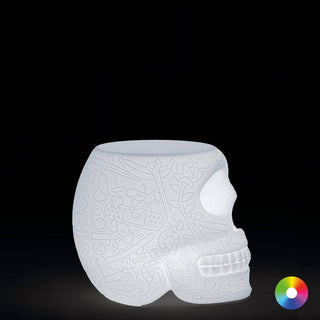 Qeeboo Mexico stool and sidetable in the shape of a skull outdoor LED - Buy now on ShopDecor - Discover the best products by QEEBOO design