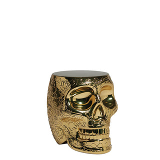 Qeeboo Mexico stool and sidetable in the shape of a skull metal finish - Buy now on ShopDecor - Discover the best products by QEEBOO design