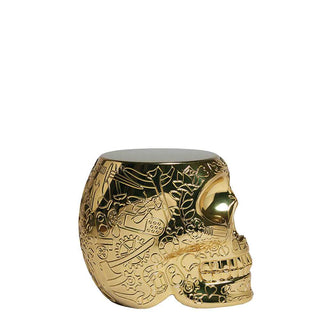 Qeeboo Mexico stool and sidetable in the shape of a skull metal finish - Buy now on ShopDecor - Discover the best products by QEEBOO design