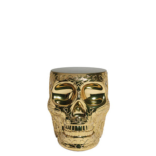 Qeeboo Mexico stool and sidetable in the shape of a skull metal finish Gold - Buy now on ShopDecor - Discover the best products by QEEBOO design