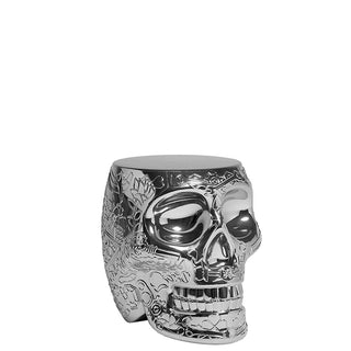 Qeeboo Mexico stool and sidetable in the shape of a skull metal finish - Buy now on ShopDecor - Discover the best products by QEEBOO design